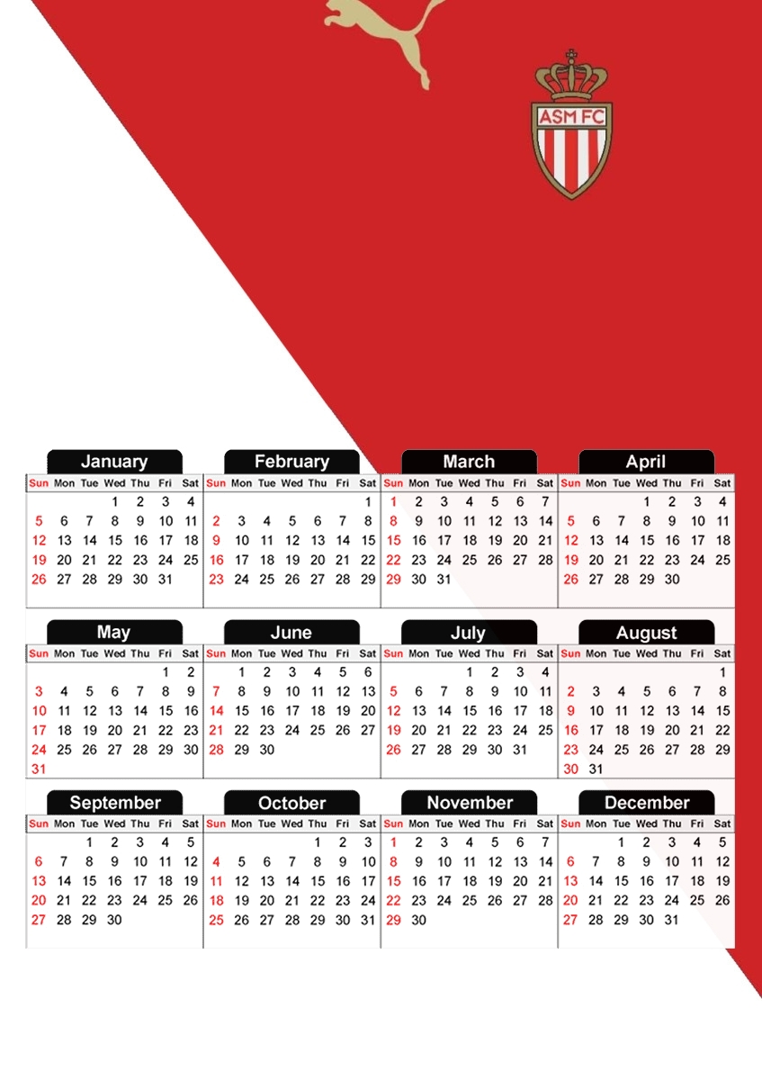  Monaco supporter para A3 Photo Calendar 30x43cm