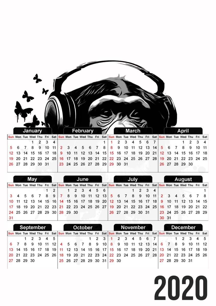  Monkey Business - White para A3 Photo Calendar 30x43cm