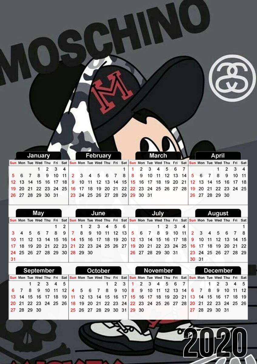  Mouse Moschino Gangster para A3 Photo Calendar 30x43cm