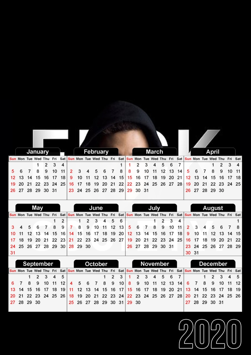  Mr Robot Fuck Society para A3 Photo Calendar 30x43cm