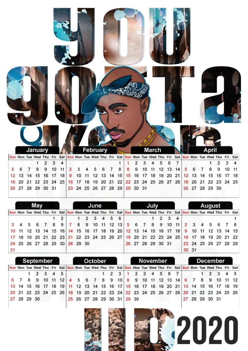  Music Legends: 2Pac Tupac Amaru Shakur para A3 Photo Calendar 30x43cm