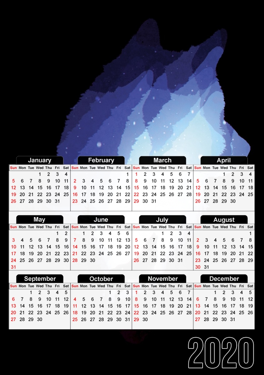  Mystic wolf para A3 Photo Calendar 30x43cm