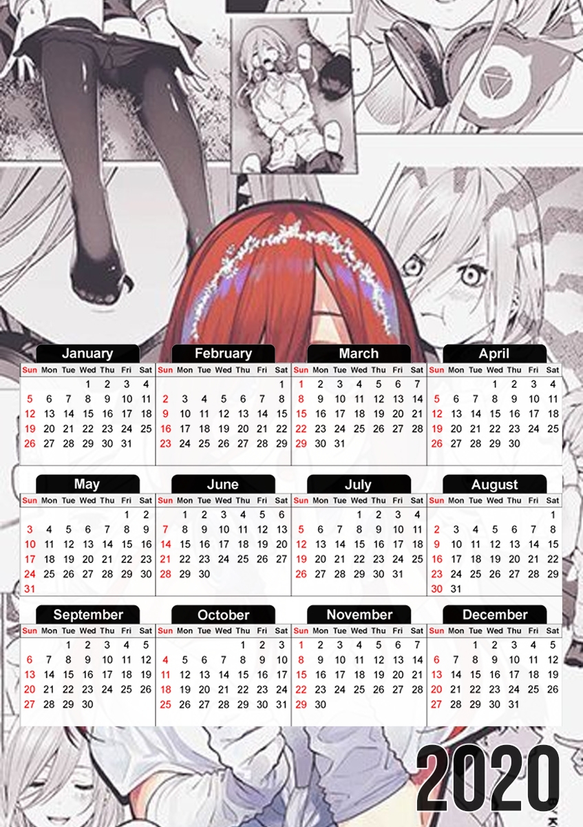  Nakano Miku Gotoubun No Hanayome para A3 Photo Calendar 30x43cm