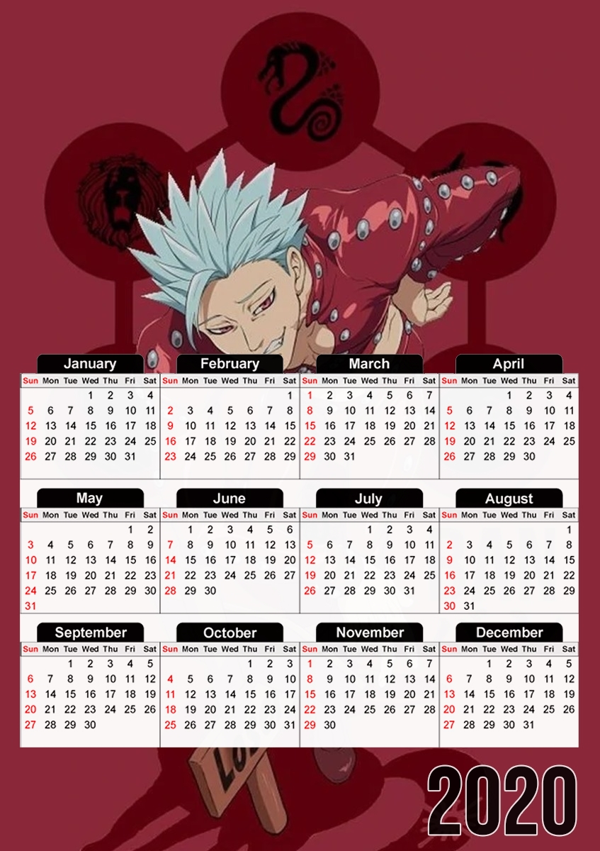  Nanatsu No Tazai Ban Loser para A3 Photo Calendar 30x43cm