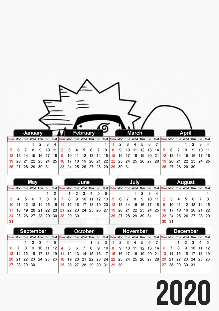  Naruto Ok para A3 Photo Calendar 30x43cm