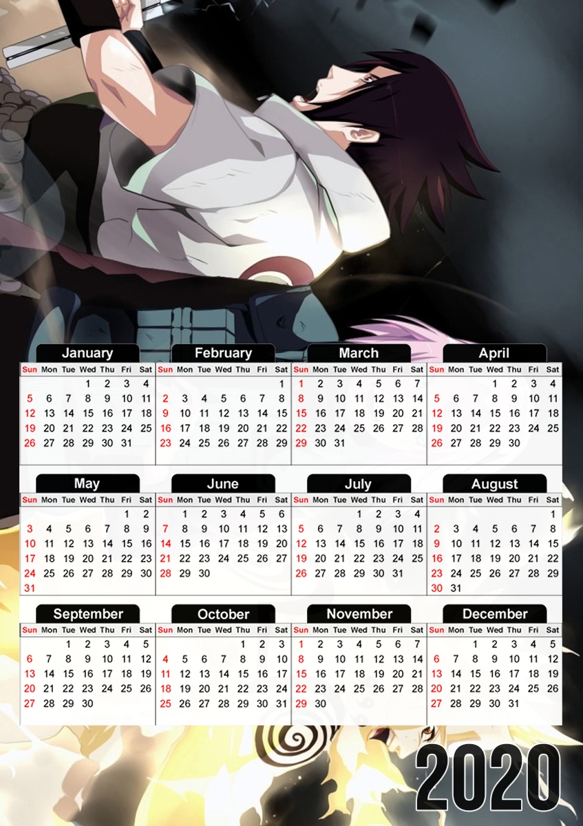  Naruto Sakura Sasuke Team7 para A3 Photo Calendar 30x43cm