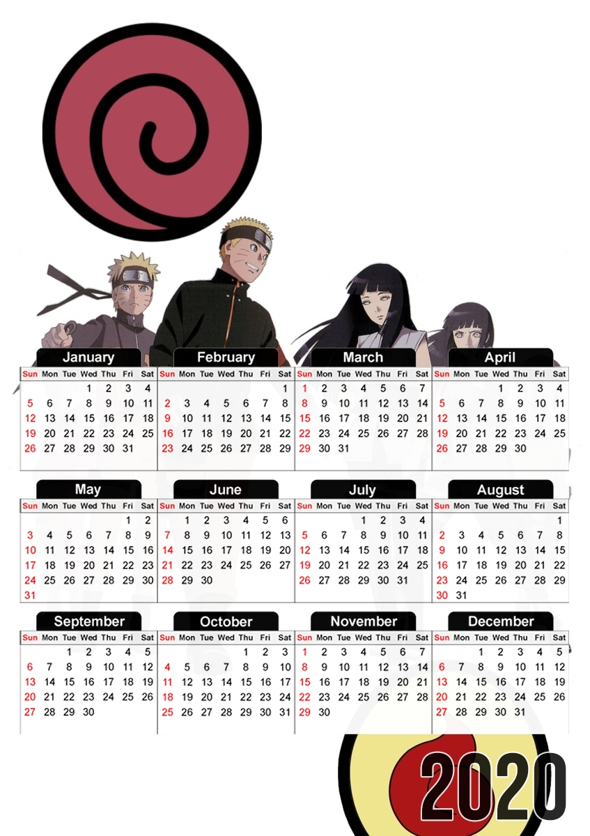  Naruto x Hinata para A3 Photo Calendar 30x43cm