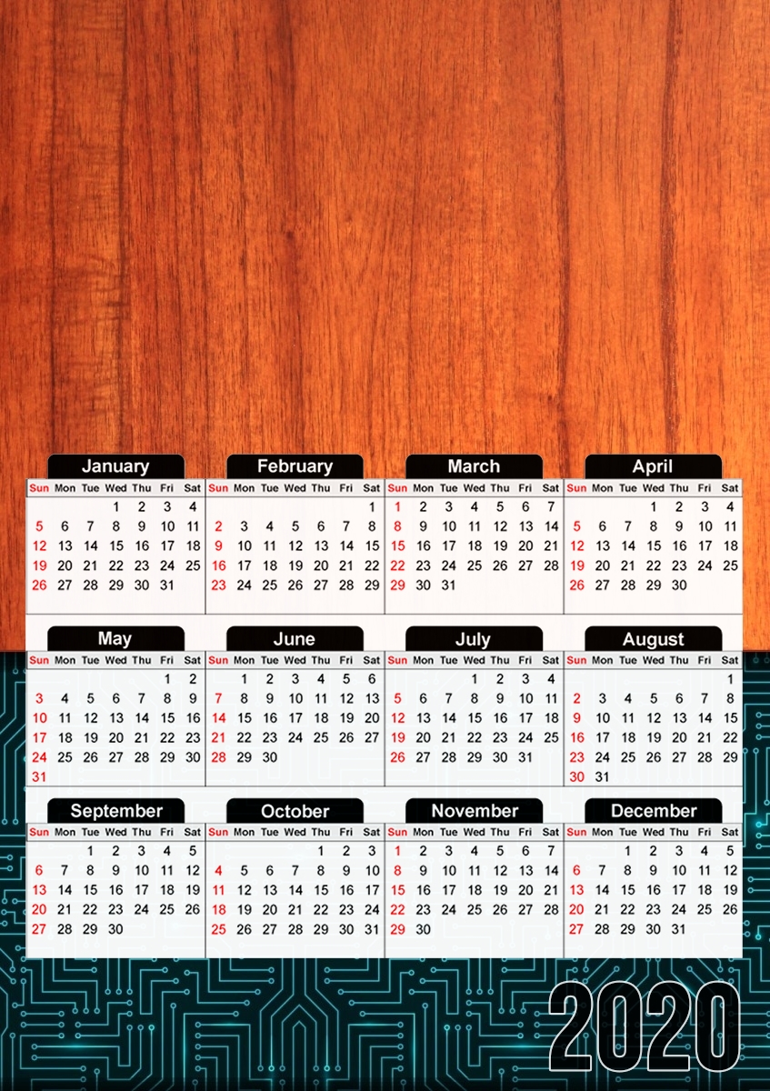  Natural Wooden Wood Bamboo para A3 Photo Calendar 30x43cm