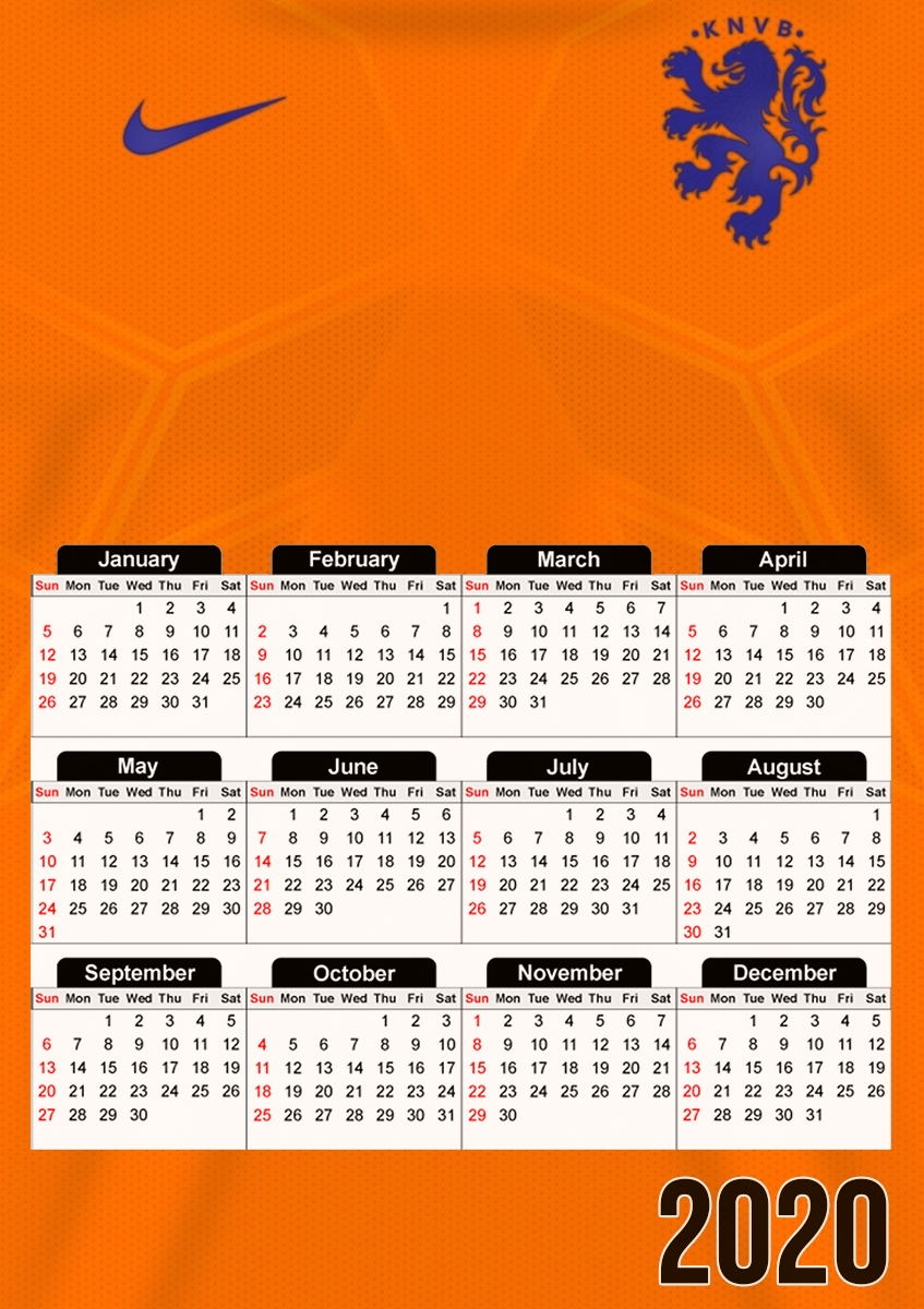  Camiseta Holanda para A3 Photo Calendar 30x43cm