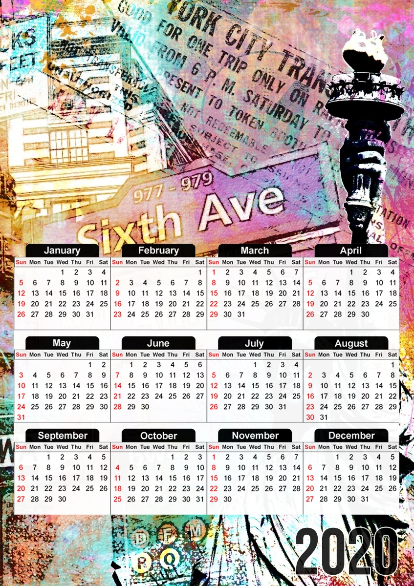  New York Liberty para A3 Photo Calendar 30x43cm