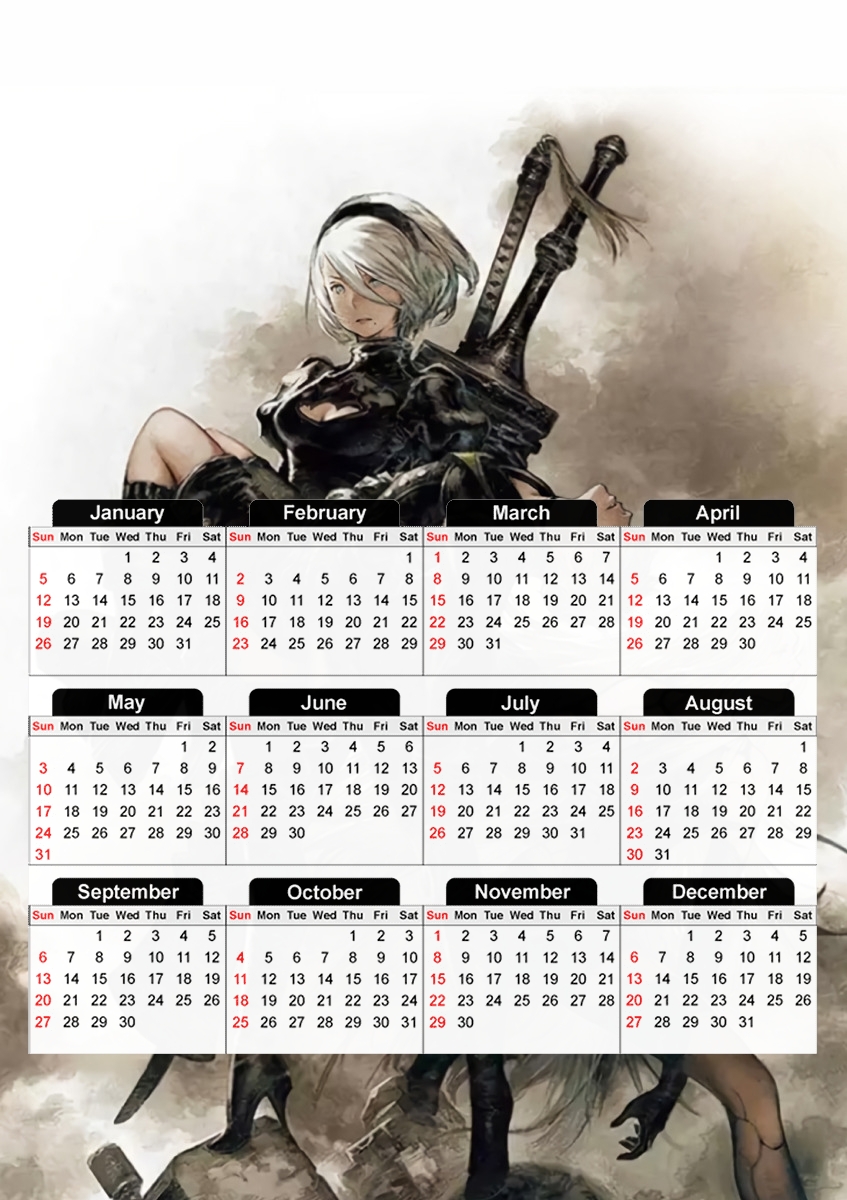  nier automata para A3 Photo Calendar 30x43cm