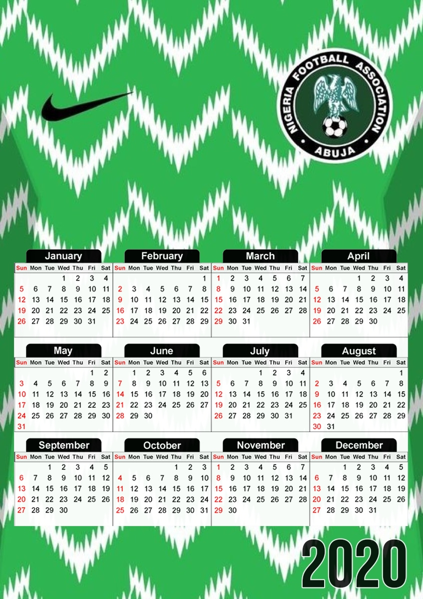  Nigeria World Cup Russia 2018 para A3 Photo Calendar 30x43cm