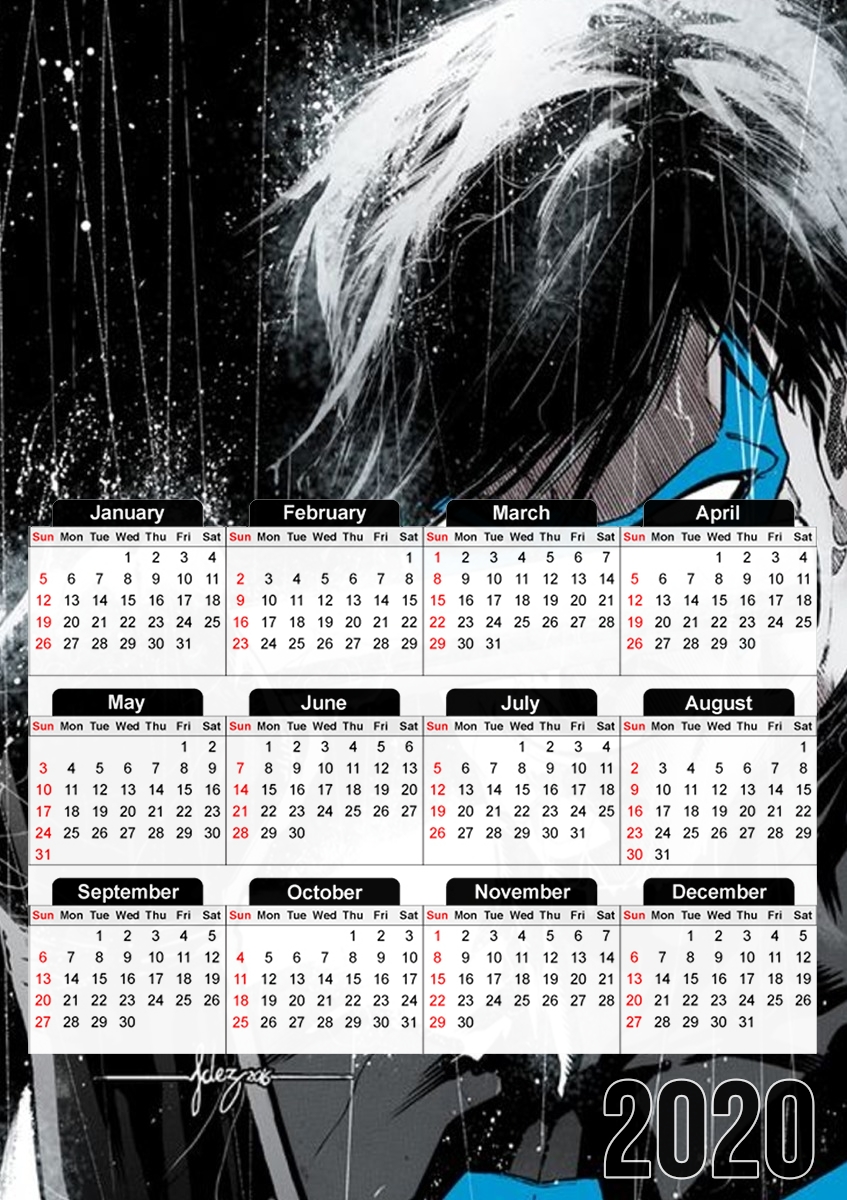  Nightwing FanArt para A3 Photo Calendar 30x43cm