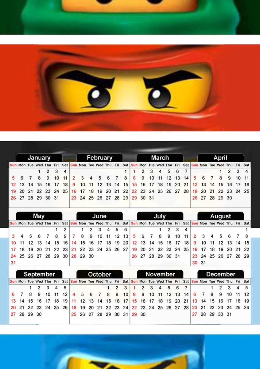  Ninjago Eyes para A3 Photo Calendar 30x43cm