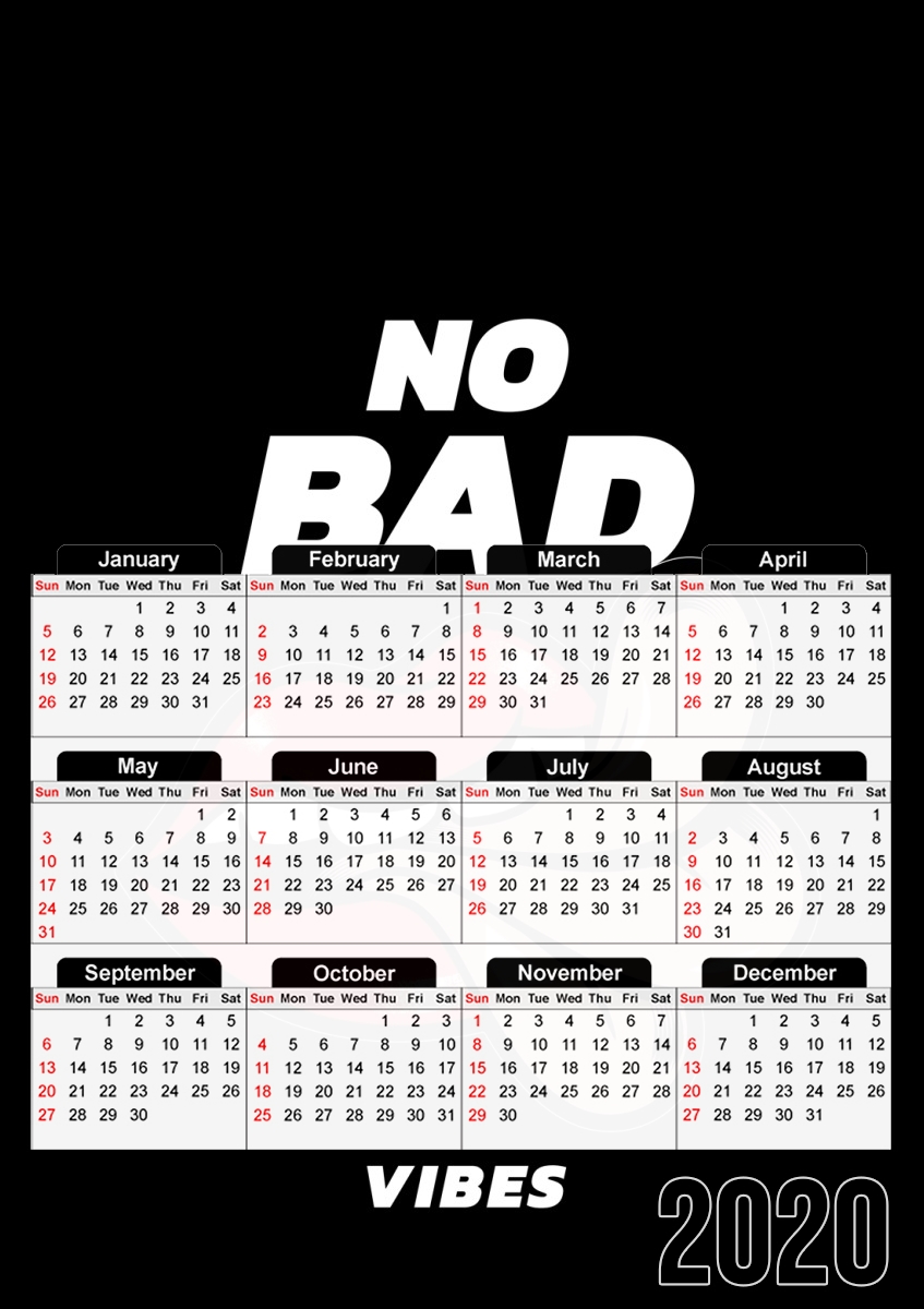  No Bad vibes Tong para A3 Photo Calendar 30x43cm