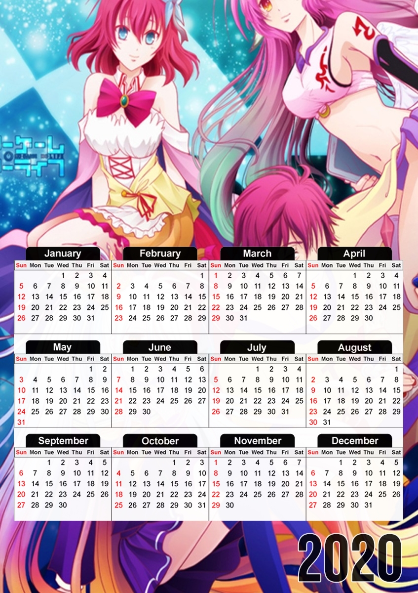  No Game No Life Fan Manga para A3 Photo Calendar 30x43cm