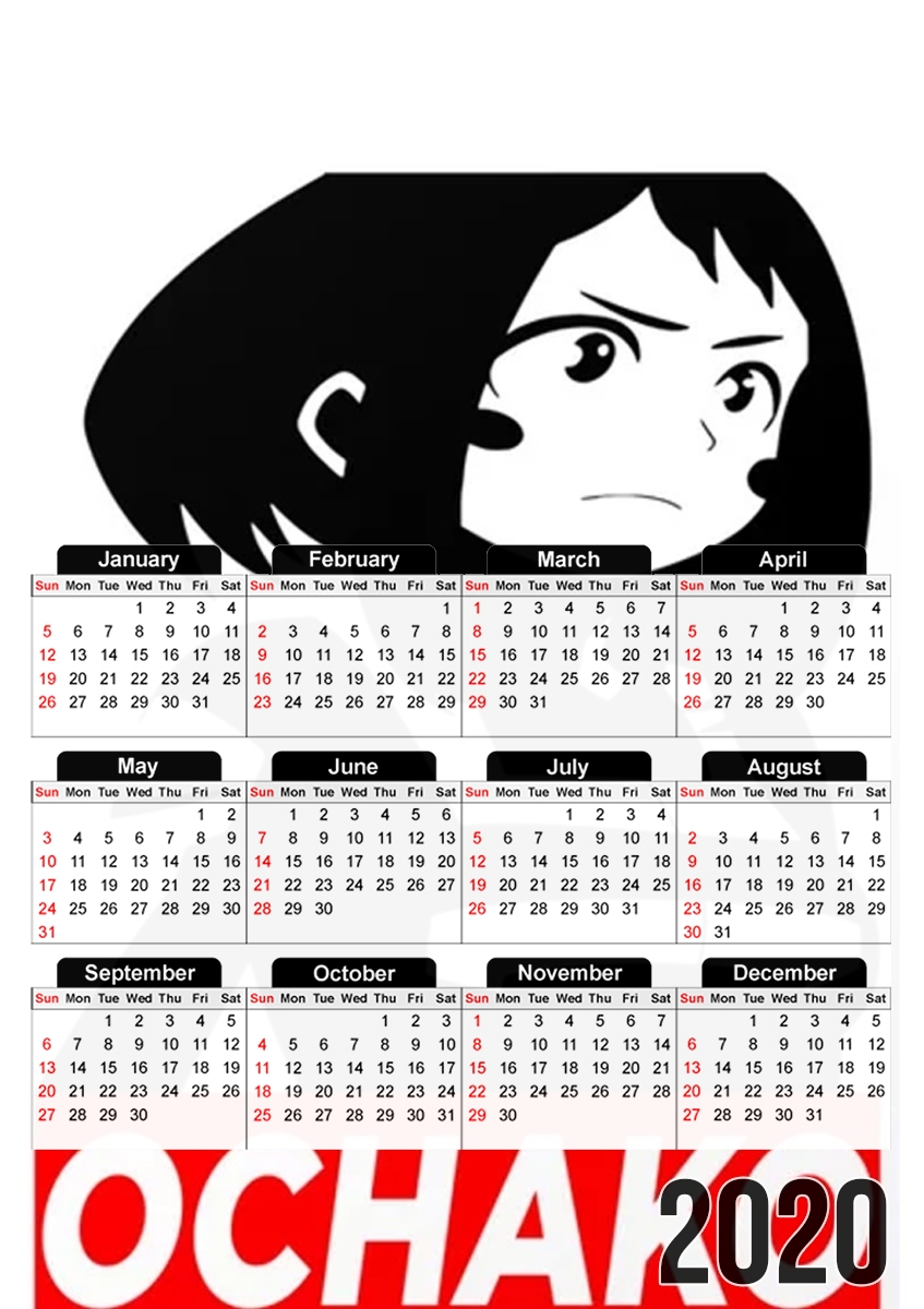  Ochako Boku No Hero Academia para A3 Photo Calendar 30x43cm