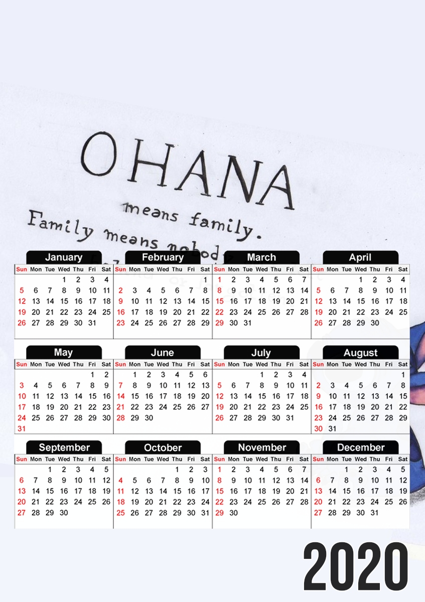  Ohana Means Family para A3 Photo Calendar 30x43cm