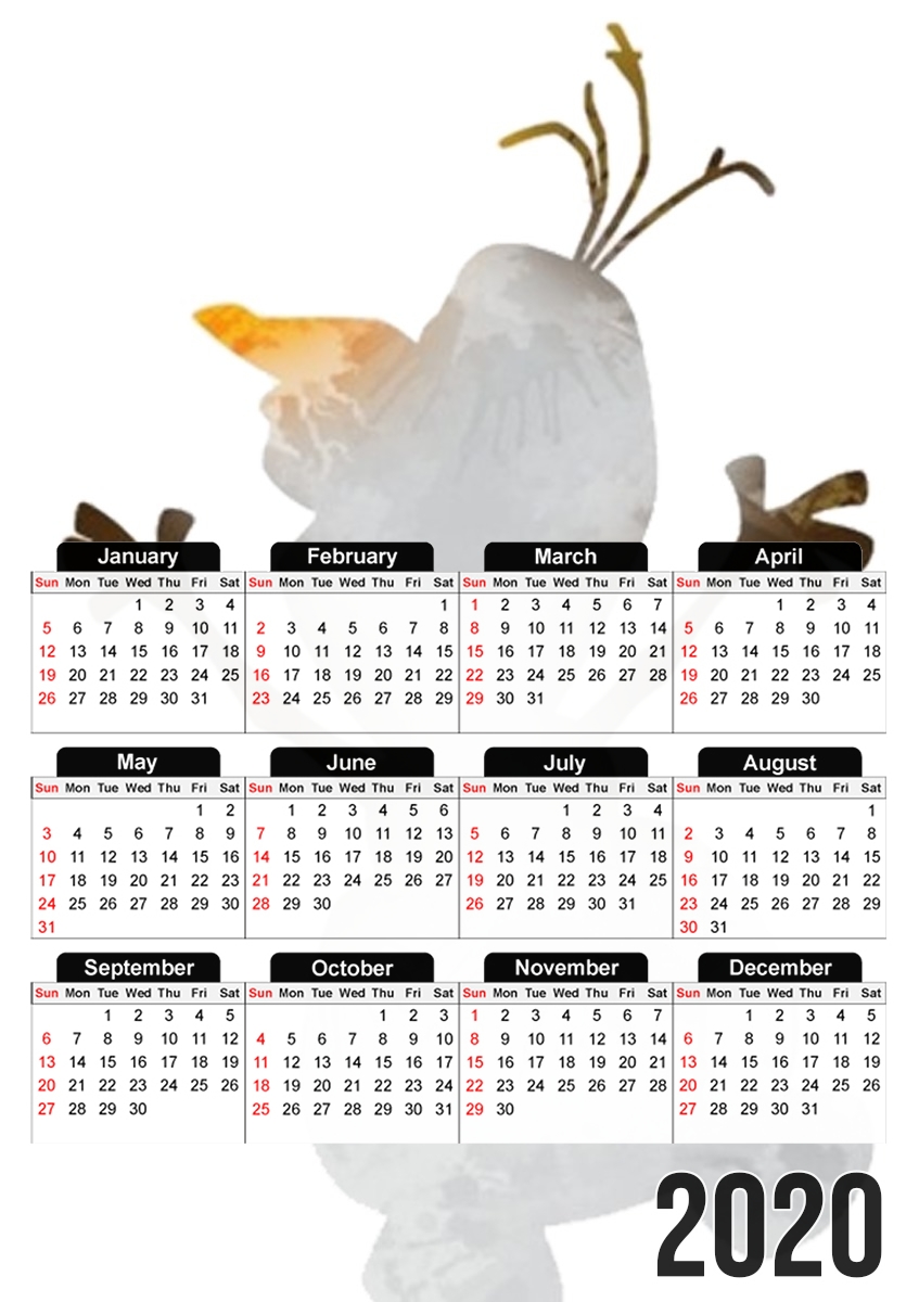  Olaf le Bonhomme de neige inspiration para A3 Photo Calendar 30x43cm