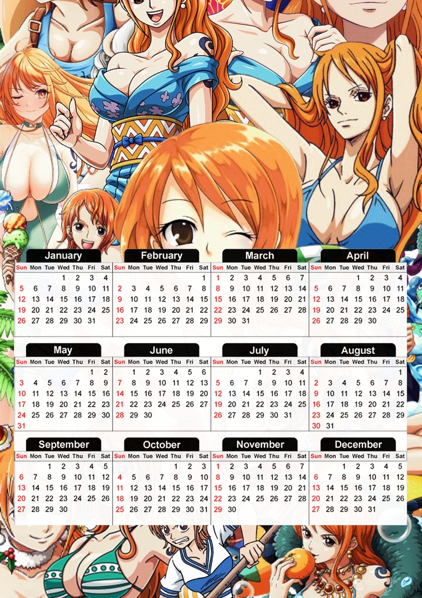  One Piece Nami para A3 Photo Calendar 30x43cm