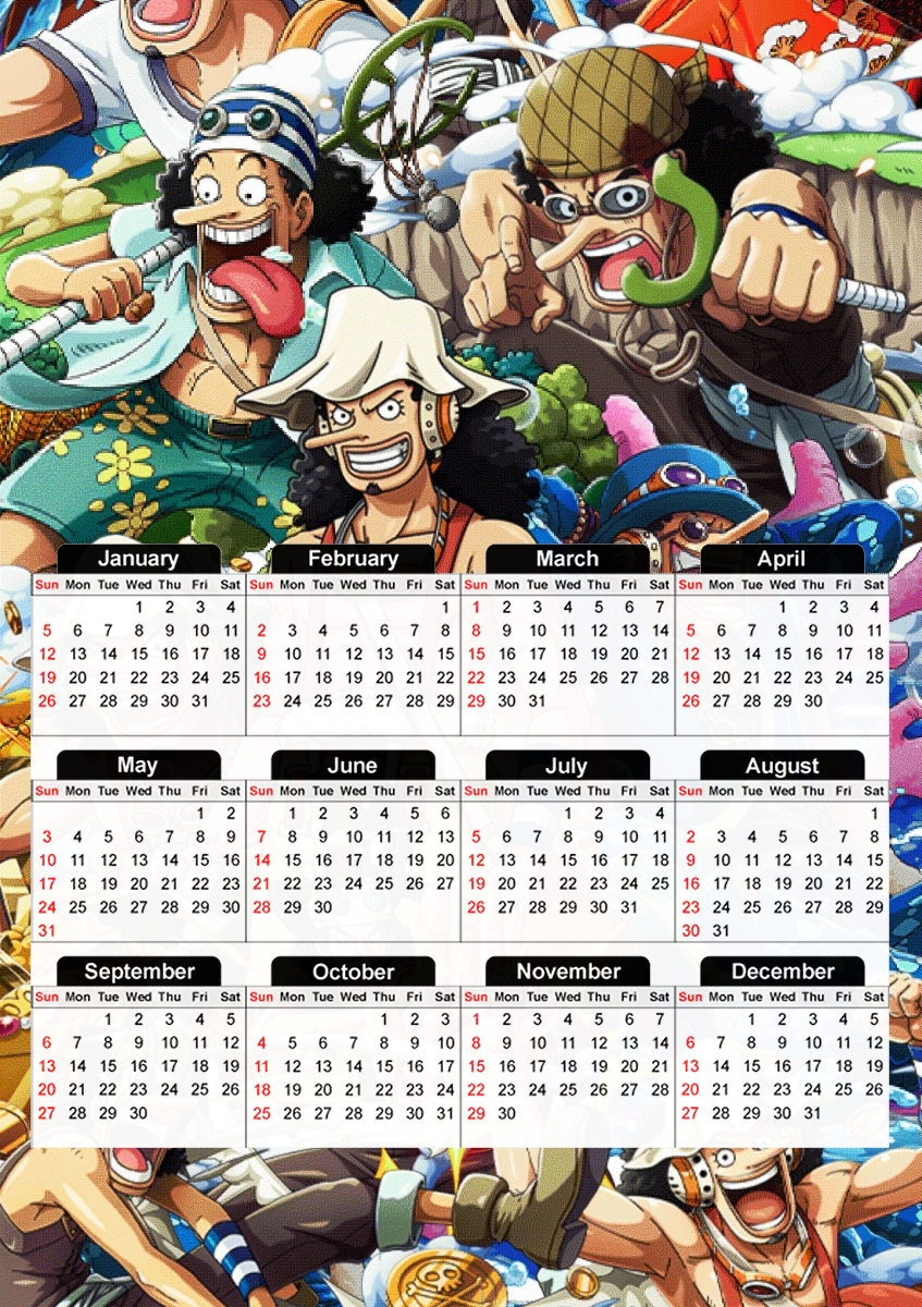  One Piece Usopp para A3 Photo Calendar 30x43cm