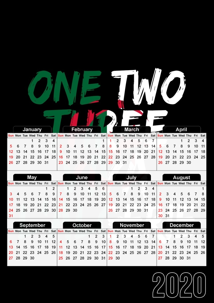  One Two Three Viva lalgerie Slogan Hooligans para A3 Photo Calendar 30x43cm