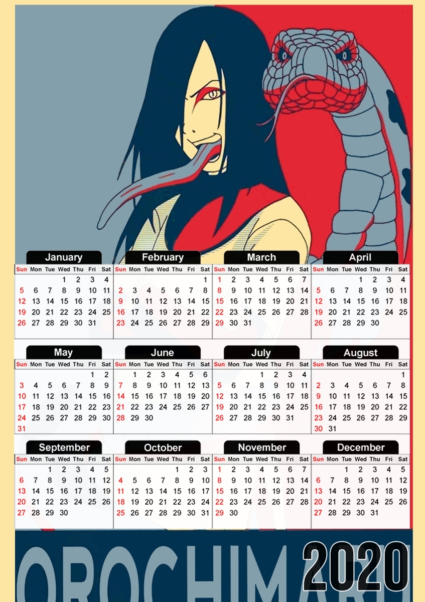  Orochimaru Propaganda para A3 Photo Calendar 30x43cm