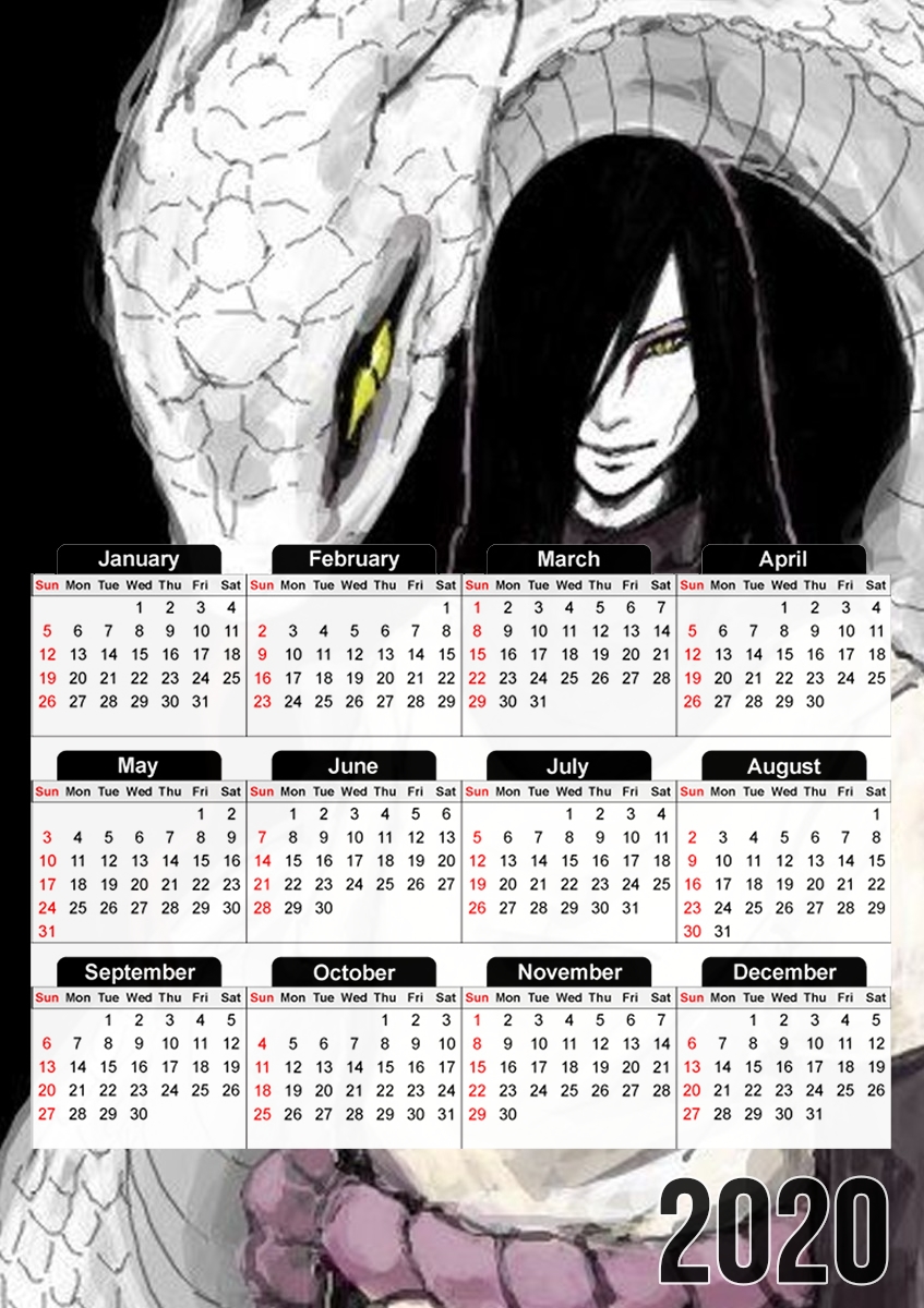  Orochimaru Sama para A3 Photo Calendar 30x43cm