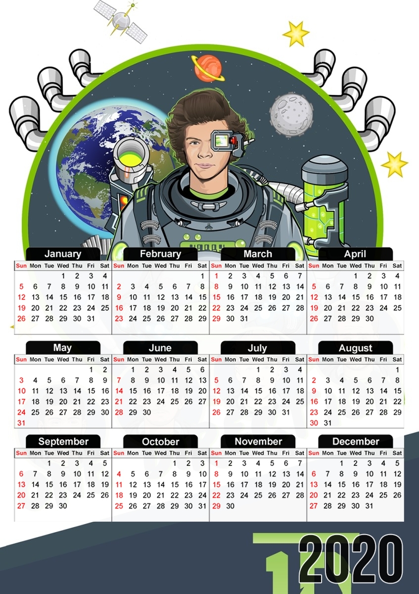  Outer Space Collection: One Direction 1D - Harry Styles para A3 Photo Calendar 30x43cm