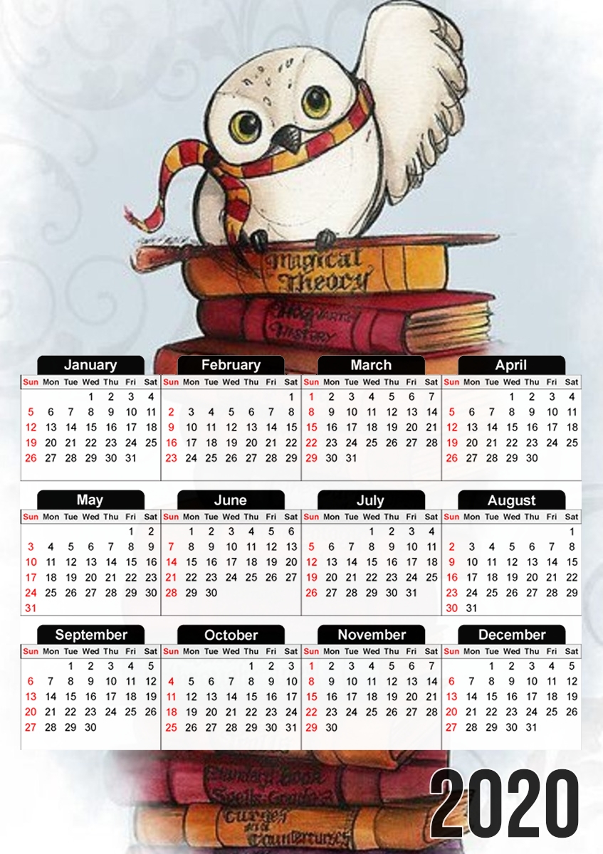  Owl and Books para A3 Photo Calendar 30x43cm