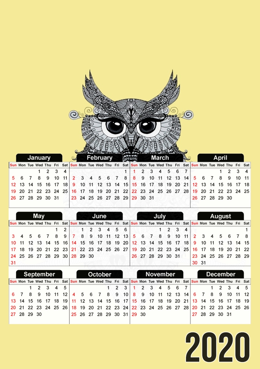  Owl para A3 Photo Calendar 30x43cm