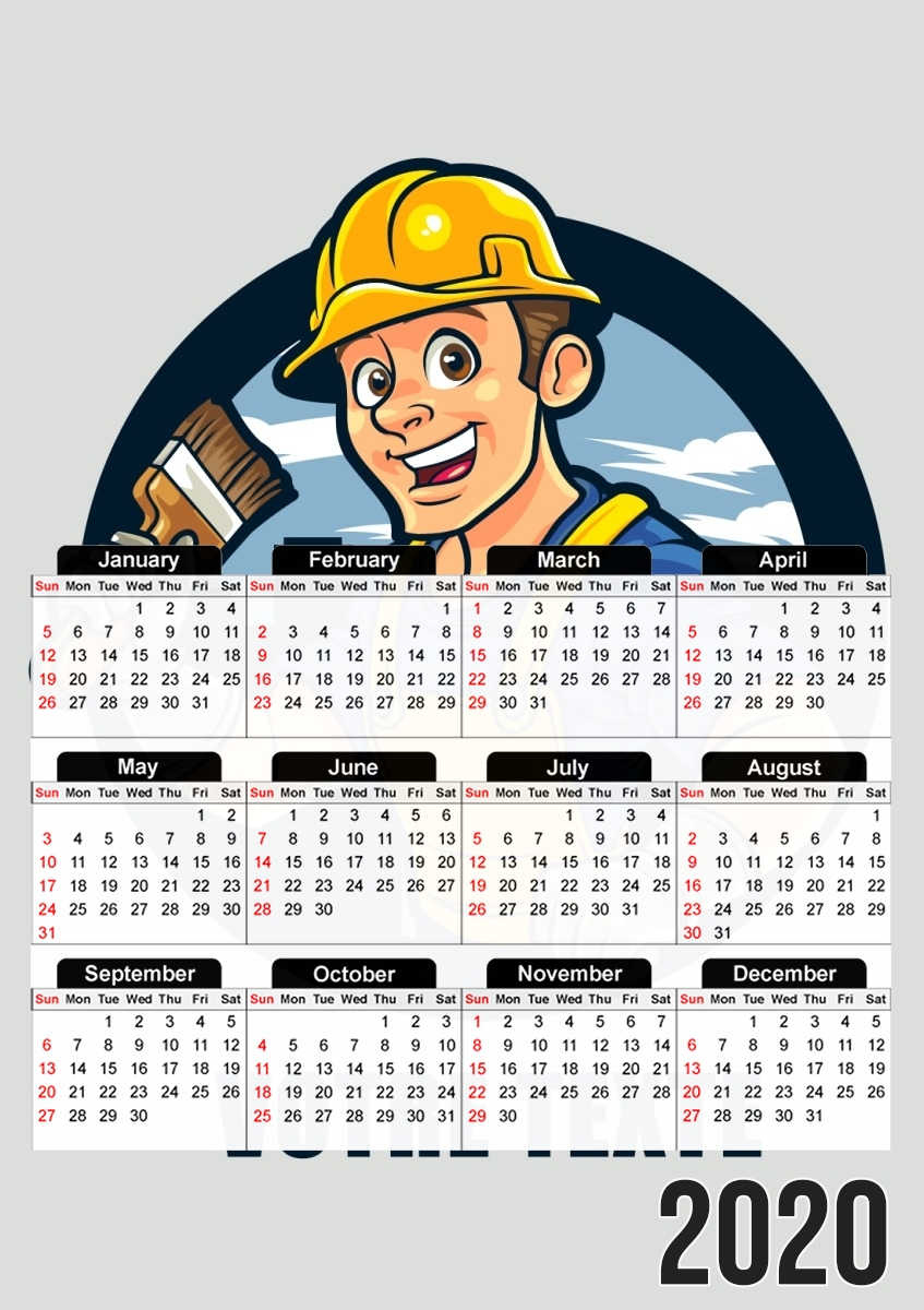  painter character mascot logo para A3 Photo Calendar 30x43cm