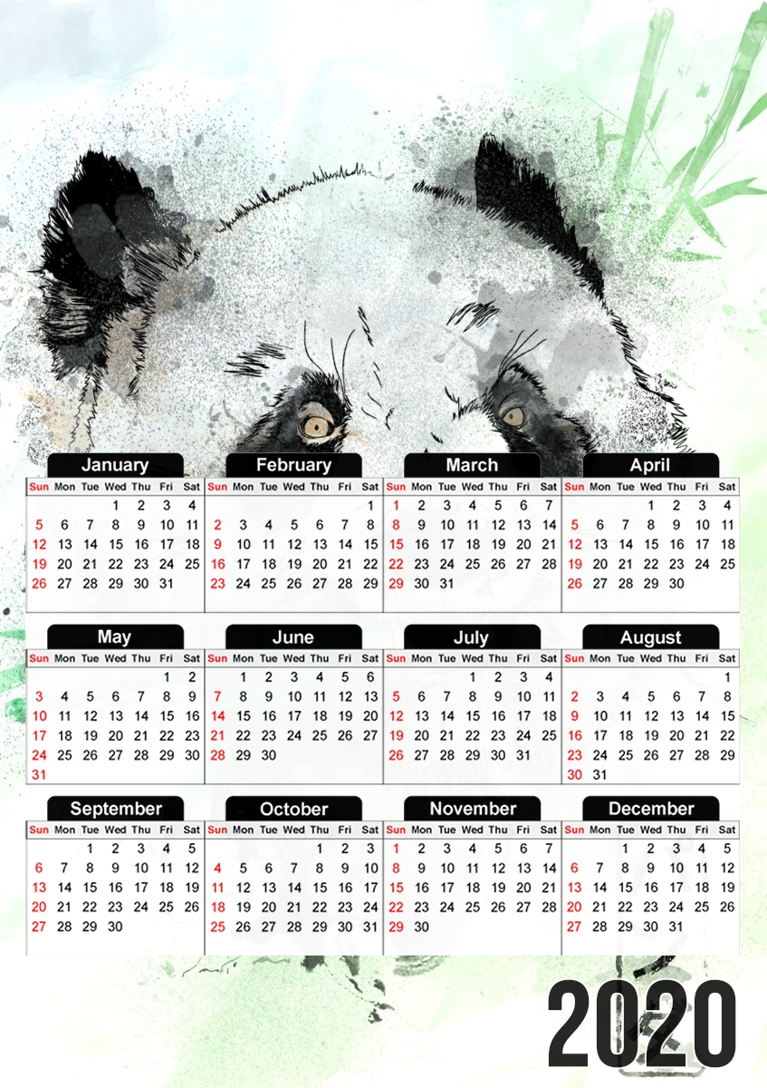  Panda Watercolor para A3 Photo Calendar 30x43cm