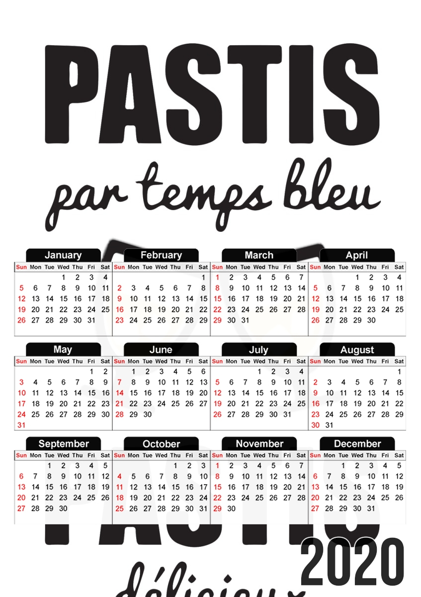  Pastis par temps bleu Pastis delicieux para A3 Photo Calendar 30x43cm