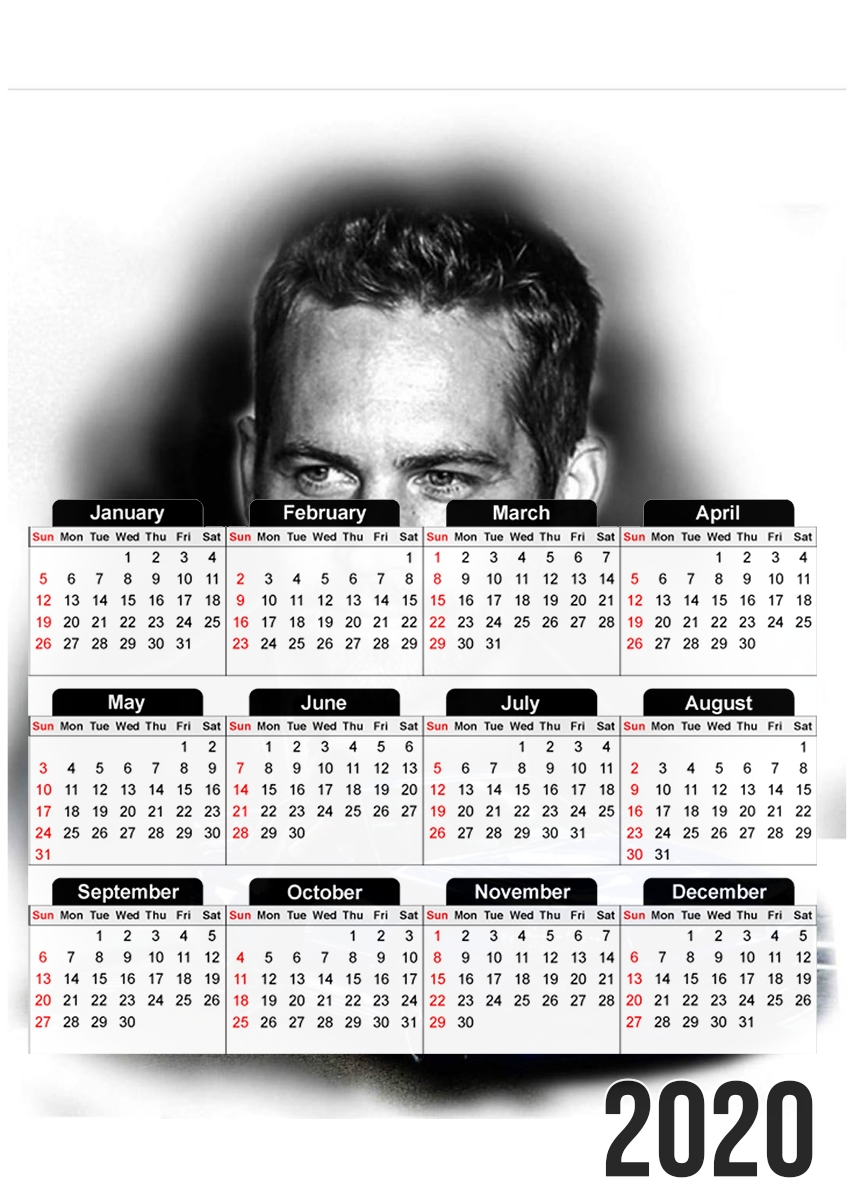  Paul Walker Tribute See You Again para A3 Photo Calendar 30x43cm