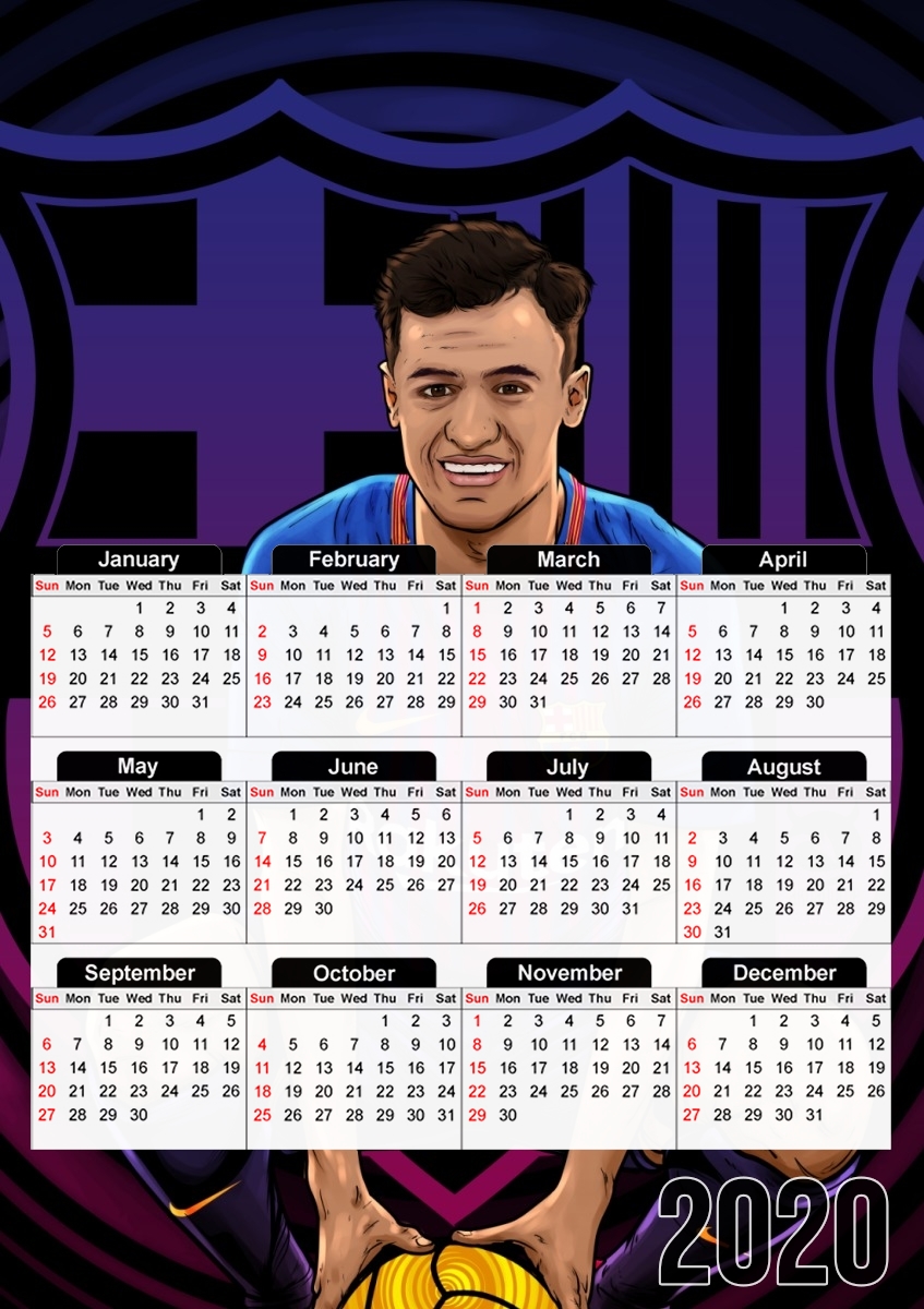  Philippe Brazilian Blaugrana para A3 Photo Calendar 30x43cm