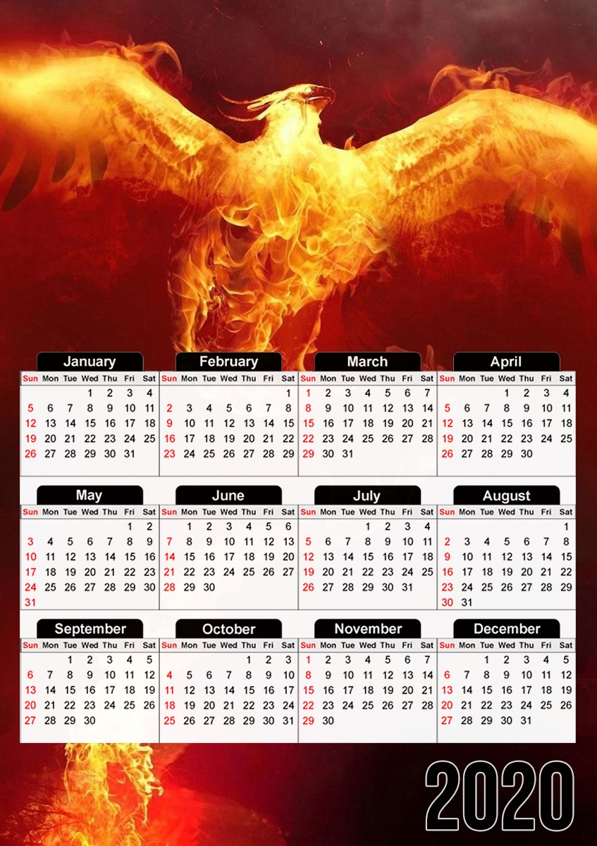  Phoenix in Fire para A3 Photo Calendar 30x43cm