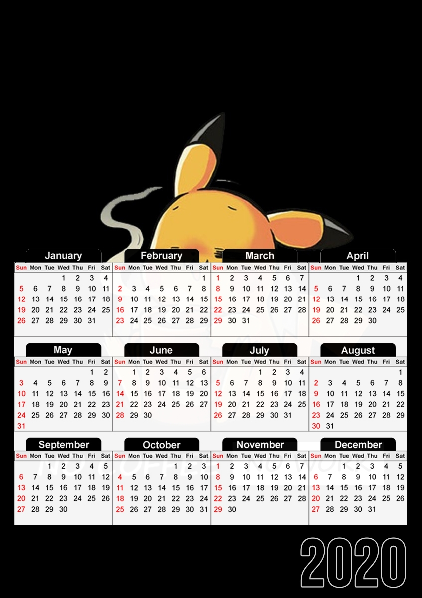  Pikachu Coffee Addict para A3 Photo Calendar 30x43cm
