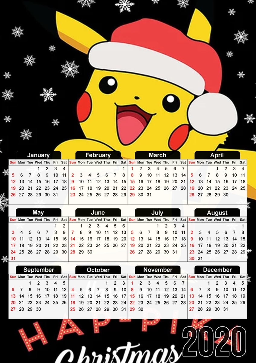  Pikachu have a Happyka Christmas para A3 Photo Calendar 30x43cm