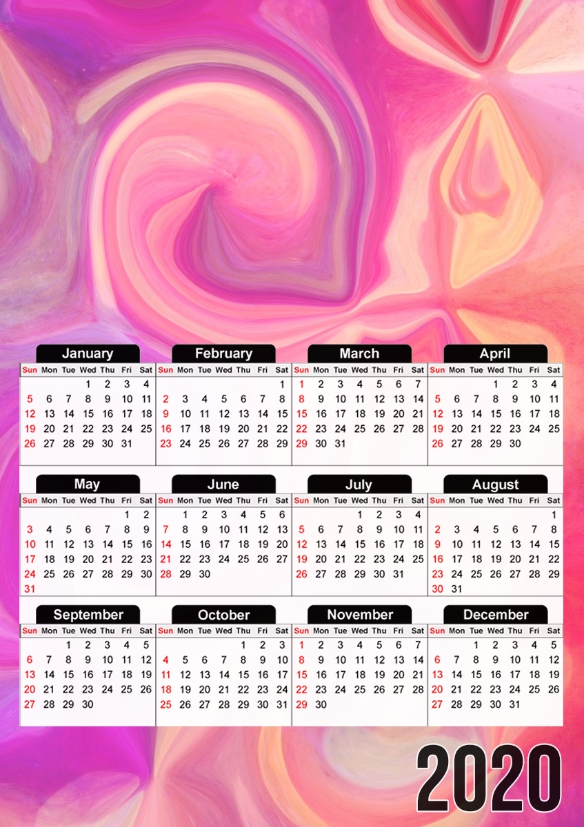  pink and orange swirls para A3 Photo Calendar 30x43cm