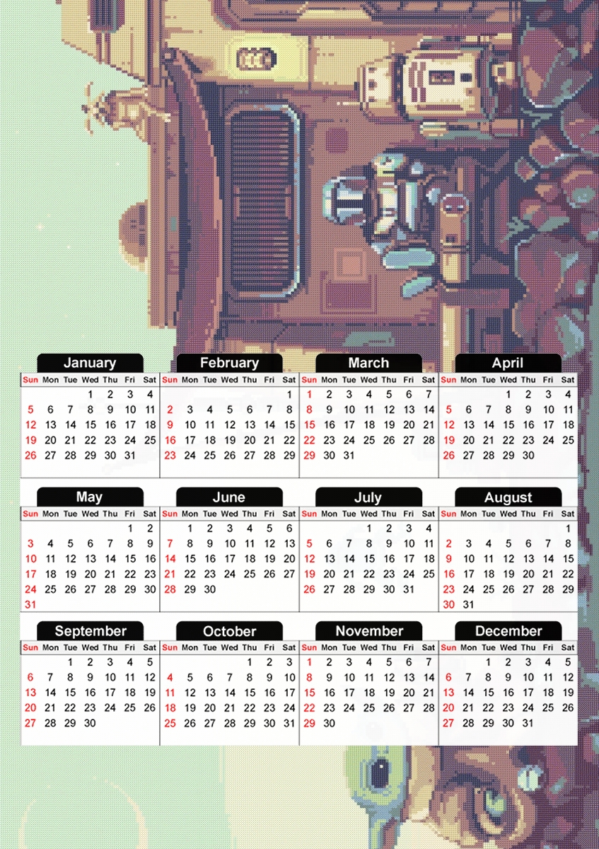  Pixel Retro Mandalorian para A3 Photo Calendar 30x43cm