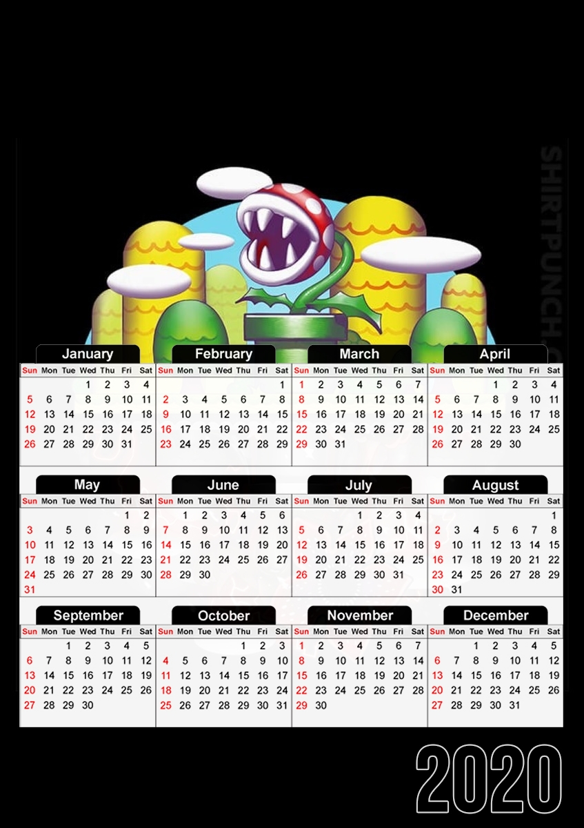  Plants Mario x Upside Down Stranger Things para A3 Photo Calendar 30x43cm