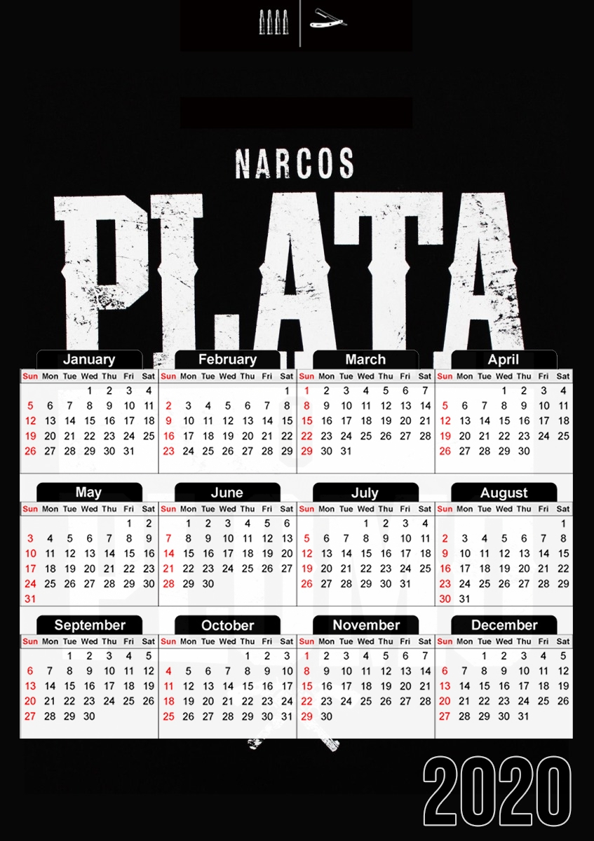  Plata O Plomo Narcos Pablo Escobar para A3 Photo Calendar 30x43cm