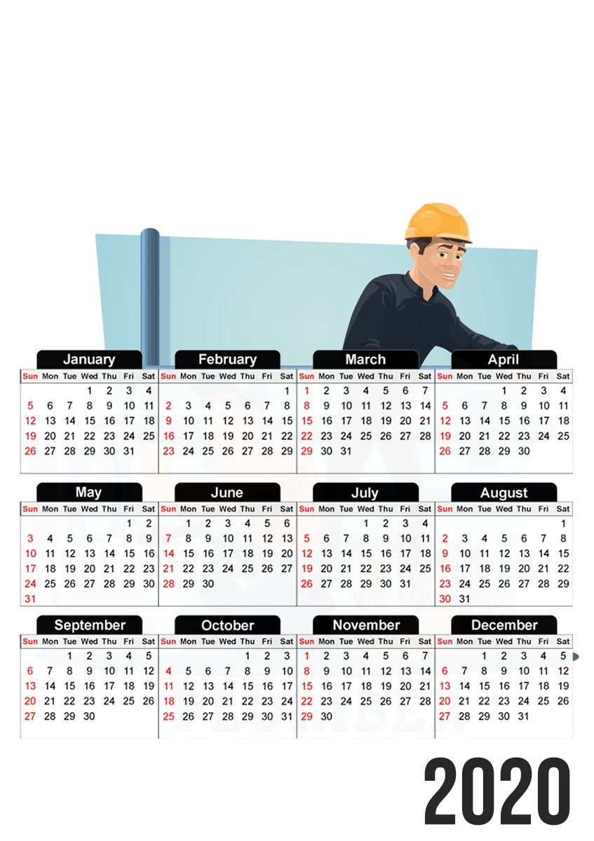  Plumbers with work tools para A3 Photo Calendar 30x43cm