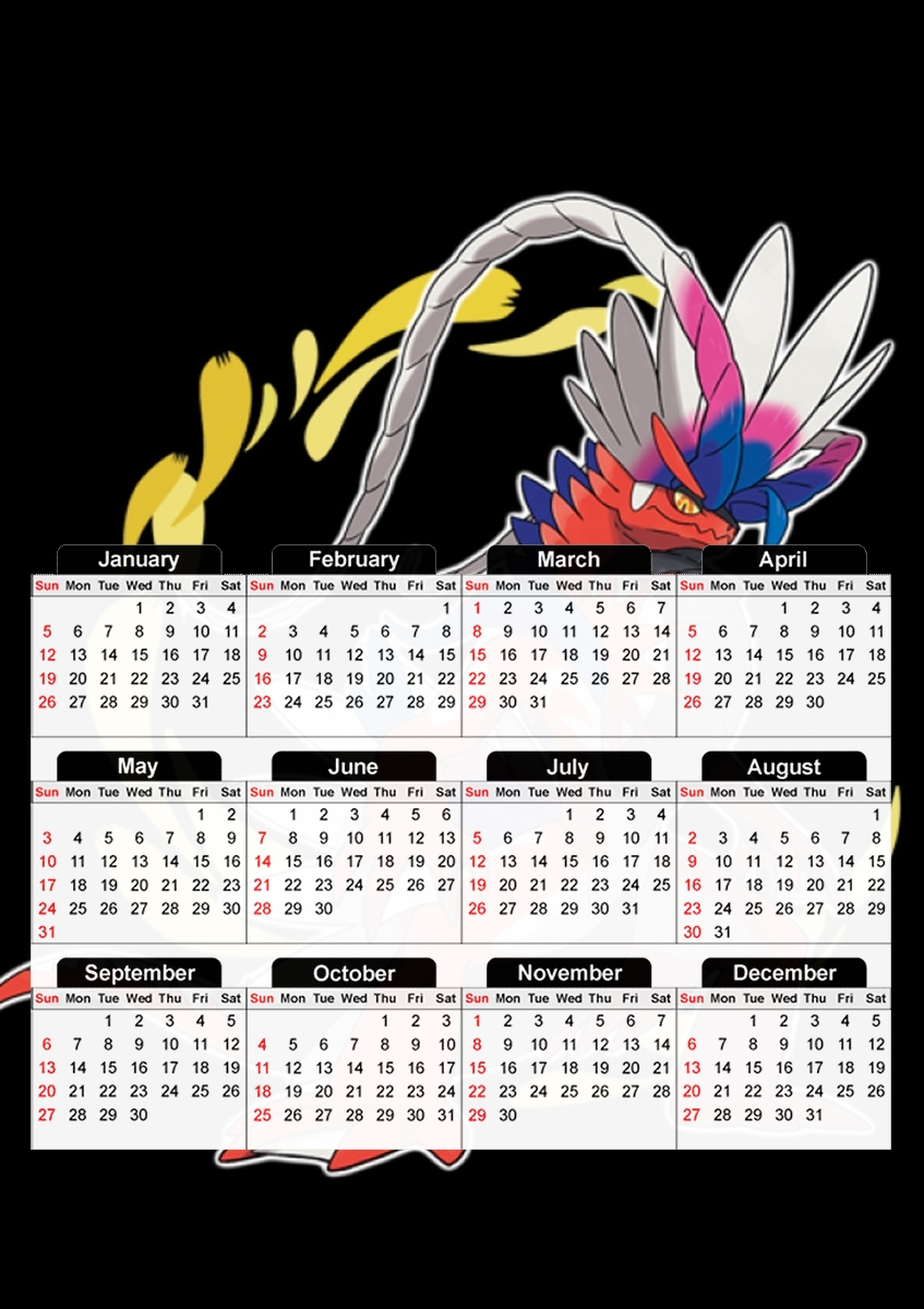  Pokemon Ecarlate para A3 Photo Calendar 30x43cm