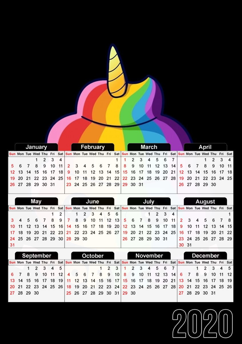  Poopycorn Caca Licorne para A3 Photo Calendar 30x43cm