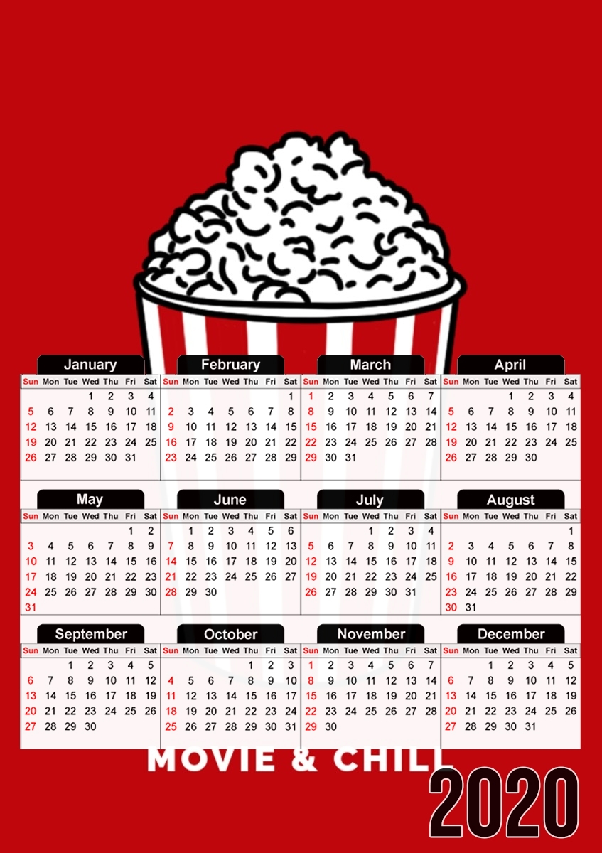  Popcorn movie and chill para A3 Photo Calendar 30x43cm