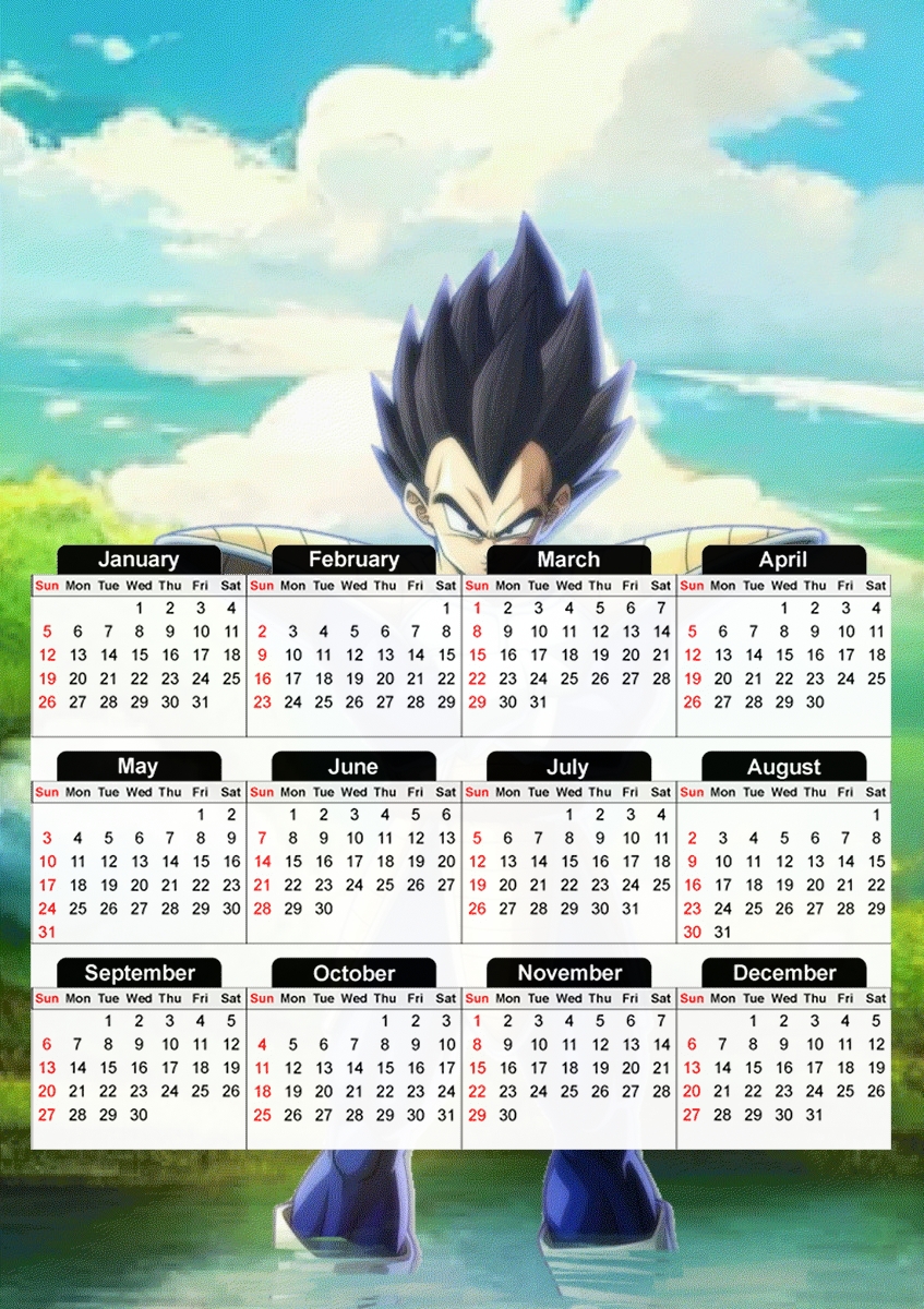  Prince Vegeta Saiyan para A3 Photo Calendar 30x43cm