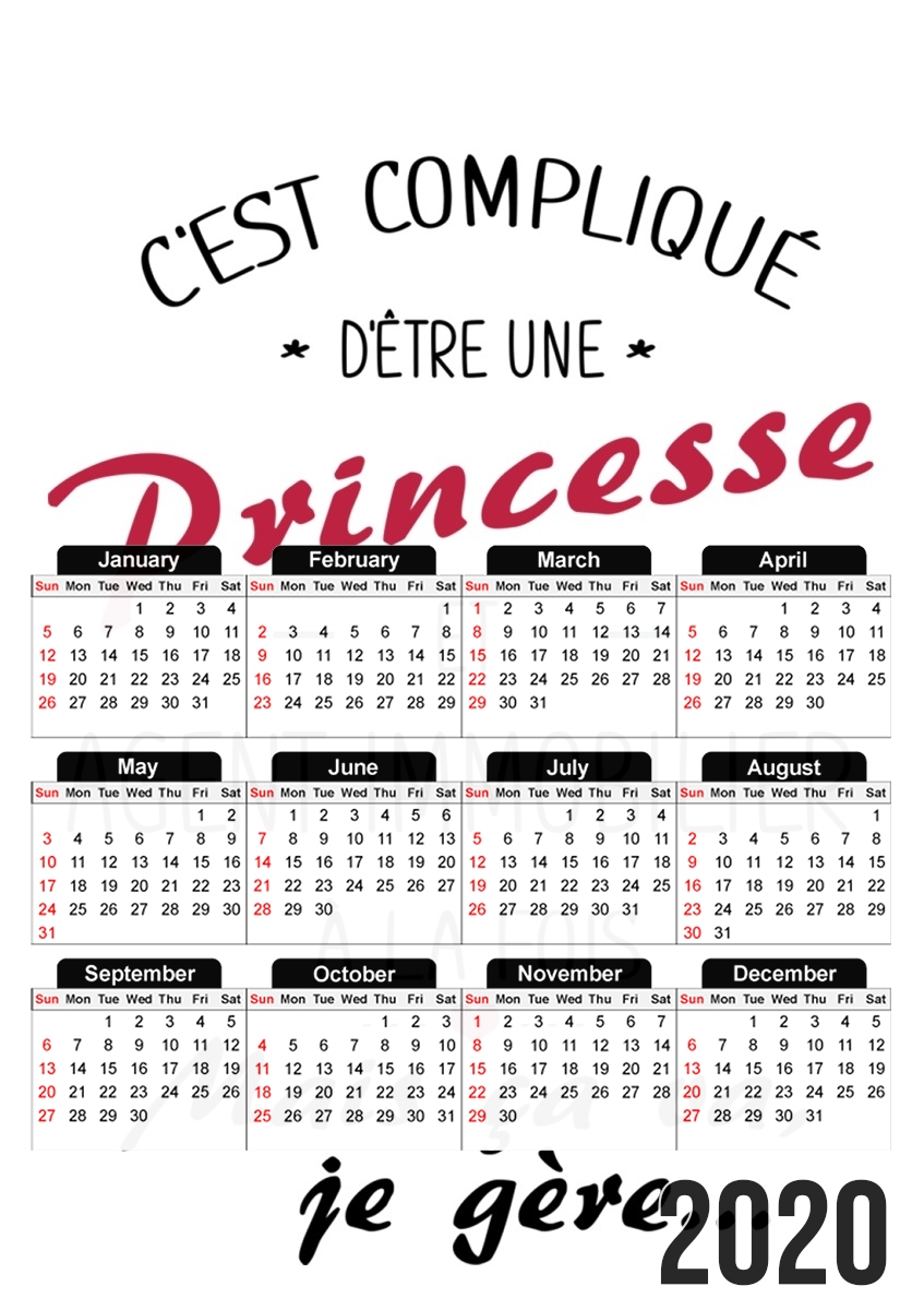  Princesse et agent immobilier para A3 Photo Calendar 30x43cm