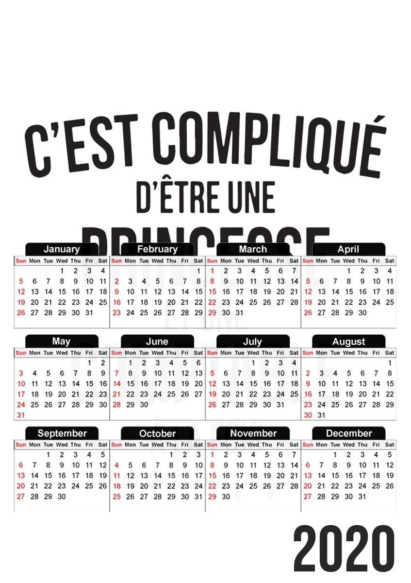  Princesse et comptable para A3 Photo Calendar 30x43cm